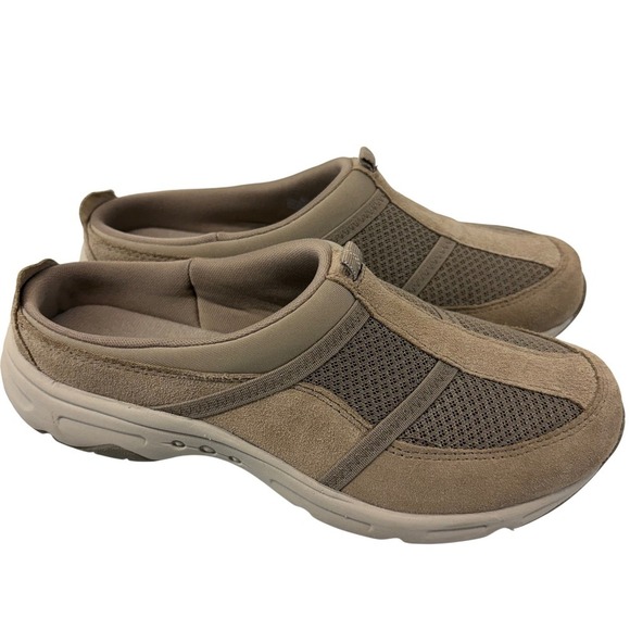 Easy Spirit Womens Size 7.5W Slip On Mule Clogs Taupe Suede Mesh Comfort Shoes - Picture 3 of 7